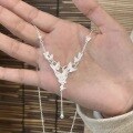 wholesale 990 Sterling Silver Multi-Butterfly Chinese Style Necklace for Women, Elegant Tassel Long Layered Beaded Butterfly Collarbone Chain with Dynamic Pendant-0-0