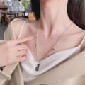 wholesale S925 Sterling Silver Letter Small Black Kitten Shape Necklace Sweet and Cool Niche Korean Style Gift Sweater Chain-0-1