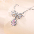 wholesale S925 Sterling Silver Summer Pink Diamond Teardrop Small and Chic Everyday Versatile Live Broadcast Hit Necklace Women's Ice-Cut Pendant-0-0