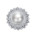 wholesale S925 Silver New Style Pearl Inlaid Ring 14mm Elegant Textured Women's Silver Ring-0-4
