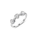 wholesale S925 Sterling Silver Heart-shaped Moissanite Three-stone Ring, Sweet Design, Women's Minimalist Style, Bestseller-0-4