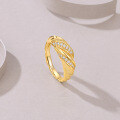 925 Silver Moissanite Croissant Ring 18K Gold Plated-0-2