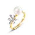 wholesale S925 Sterling Silver New Fashion Minimalist Small Orchid Freshwater Pearl Ring for Women with Color-Specific Electroplating-0-4