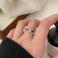 wholesale S925 Sterling Silver Korean Style Minimalist Black Rope Ring for Women, Small and Unique Design, Versatile and Stylish Band Ring-0-1