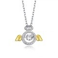 wholesale S925 Sterling Silver Angel's Guardian with Moving Wings Clavicle Necklace for Female Students, Best Friend Edition, Light Luxury and Personalized-0-4