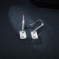 wholesale S925 sterling silver gold-plated emerald cut 6*8mm square hook earrings for women with full moissanite-0-2