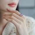wholesale S925 Sterling Silver Gold-Plated, Japanese and Korean Minimalist Elegant Amethyst Ring, Fashionable and Popular Irregular Ring for Wholesale and Customization-0-1