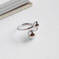wholesale S925 Sterling Silver Korean Style Fashionable and Minimalist Geometric Open Ring with Large and Small Silver Beads-0-1