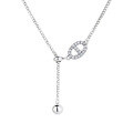wholesale S925 Sterling Silver Zircon Inlaid Pig Nose Round Ball Tassel Necklace, Ins Fresh Daily Korean Style Versatile Collarbone Chain-0-4