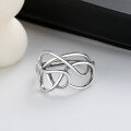 wholesale S925 Sterling Silver Creative Exaggerated Interwoven Cross Lines Ring, Hip-Hop Trend Punk Index Finger Ring-0-1