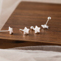 wholesale 999 Sterling Silver Exquisitely Simple Advanced Niche Design Fresh and Delicate Star Earrings M06235-0-2