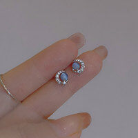 wholesale S925 Sterling Silver Light Luxury Small Ins Niche Elegance Diamond-Inlaid Star Moon Cat Eye Stud Earrings M06148-S925 silver pair 925 silver