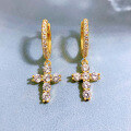 wholesale Metal material, high-end diamond-encrusted cross earrings for women, lightweight luxury style, elegant and minimalist earrings, new collection-0-5