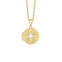 wholesale 925 Sterling Silver Wholesale: Opal Locket Pendant, Pearl Necklace, Minimalist European Style-A2825-Golden Opal 925 Silver