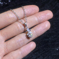 S925 Sterling Silver Moissanite Bamboo Leaf Pendant Necklace Wholesale-0-1