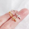 wholesale S925 Sterling Silver Zircon Cross Ear Hoops with Ear Clasps, Fashionable, Minimalist, Trendy, Versatile for Everyday Wear-0-3