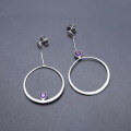 wholesale Metal Geometric Exaggerated Large Hoop Earrings Natural Amethyst Earrings Nine Purple Fire Cross-Border Circular Earrings for Women-0-1