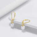 wholesale S925 Sterling Silver D-Shaped Clasp Pearl Earrings, French Retro Natural Freshwater Pearl Earrings-0-3