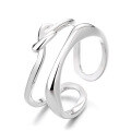 wholesale S925 Sterling Silver Irregular Curve Double Layer Open Ring Korean Style Minimalist Fresh and Light Luxury Fashion Versatile Ring-0-4