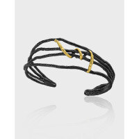 wholesale S925 Sterling Silver 102 Korean Version Small Niche Trendy Cool Light Luxury High-End Sense Two-Tone Plated Geometric Multi-Layer Lines Bracelet for Women-Platinum 925 silver