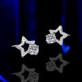 S925 Sterling Silver Moissanite D-Color 50-Point Star Earrings-0-0