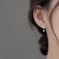wholesale S925 Sterling Silver Korean Style Diamond-Inlaid Floral Stud Earrings Minimalist Versatile Commuter Women's Ear Jewelry M0362-0-2