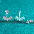 S925 Sterling Silver Full Moissanite Split Design Women's Earrings-0-1