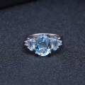 wholesale S925 silver gemstone ring with natural topaz, luxurious, fashionable, and trendy-0-2