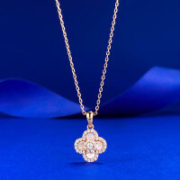 wholesale S925 Silver Four-Leaf Clover Shell Pearl Pendant with Adjustable Chain, Stylish and Versatile for Everyday Wear-N543 Pink Mother-of-Pearl Four-Leaf Clover Necklace [Free Chain]  925 Silver