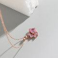 wholesale S925 Sterling Silver 1285 Korean Style Clavicle Chain Small Design Elegant Pink Zircon Kitten Paw Print Necklace for Women-0-1
