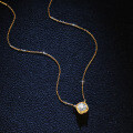 S925 Sterling Silver Princess-Cut Moissanite Full Diamond Square Necklace-0-1