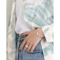 wholesale S925 Sterling Silver Irregular Wave Design Minimalist Fashion Small Trendy Ins-style Bangle for Women-0-2