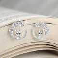 wholesale 925 Sterling Silver Summer Vacation Style High-end Delicate Floral Earrings Fairy Ins Bunny Ear Studs-0-1