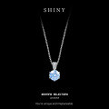 Sterling Silver Wholesale Blue Moissanite Pendant Necklace-0-4