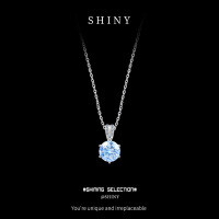 Sterling Silver Wholesale Blue Moissanite Pendant Necklace-S925 sterling silver + 1-carat royal blue moissanite
