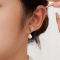 wholesale S925 Sterling Silver French-style Niche Luxury Starfish Earrings with Diamond Inlay and Pearl, Accessories for Cheongsam and Hanfu, Wholesale-0-1