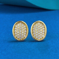 wholesale S925 silver metal material, Zhuo Zhifan Jewelry new vintage style full diamond stud earrings, luxury niche high-end cross-border hot seller-E629 Gold &gt;925 Silver