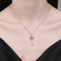 S925 Silver Moissanite Sunflower Key Pendant Necklace Wholesale-0-2