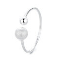 wholesale S925 Sterling Silver Korean Style Minimalist Frosted Brushed Texture Sphere Small Creative Design Ring-0-4