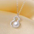 wholesale 925 Sterling Silver Auspicious Freshwater Pearl Gourd Necklace for Women, Versatile and Elegant Ins-inspired High-end Luxury Pendant Collarbone Chain-0-0