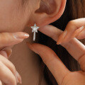 925 Sterling Silver Hip Hop American Moissanite Earrings D Color Unisex-0-1