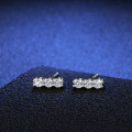 Sterling Silver Earrings Women's Studs Simple Wedding Moissanite Gift-0-1