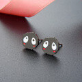 wholesale S925 sterling silver unisex small cute creative cartoon trendy adorable black soot earrings studs-0-5