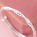 wholesale 999 Silver NaLan Fresh and Sweet Style Exquisite Möbius Wave Twisted Cat Push-Pull Bracelet S7769-0-4
