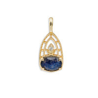 wholesale [Pure Silver] Dunli Jewelry Vintage and Dreamy Starry Sky Double-Layer Stone Pendant with Natural Labradorite and Blue Sandstone, Niche Necklace-Gold all-match three-ring nude link 925 silver