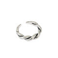 wholesale S925 sterling silver 1818 Korean and Japanese minimalist vintage distressed twisted rope ring for women, ins simple band-0-4