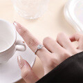 S925 Sterling Silver 1-Carat Moissanite Women's Open Adjustable Ring-0-2