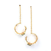 wholesale S925 Silver Needle Instagram Style Gemstone-Encrusted Floral Drop Earrings for High-Quality Wholesale-Earrings with a hoop