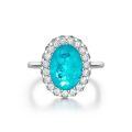 wholesale 925 Silver Shipei Jewelry 5ct Synthetic Paraiba Emerald 10*14 Oval High Carbon Diamond Ring for Women-0-5