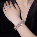 wholesale Sterling silver, ZHUO ZHI FAN Jewelry new collection padparadscha luxury-set 7*9 oval full diamond bracelet-0-1